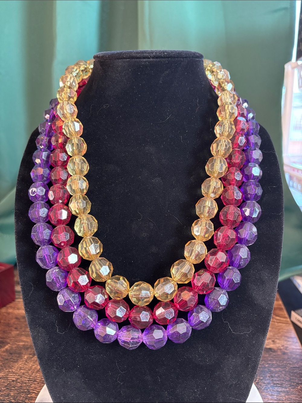 Garold C. Miller (GCM) Chunky Lucite Statement Necklace Set 3 Individual Strands